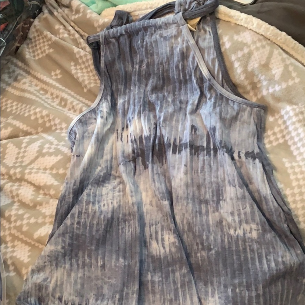 Blue tie dye halter top with tie top